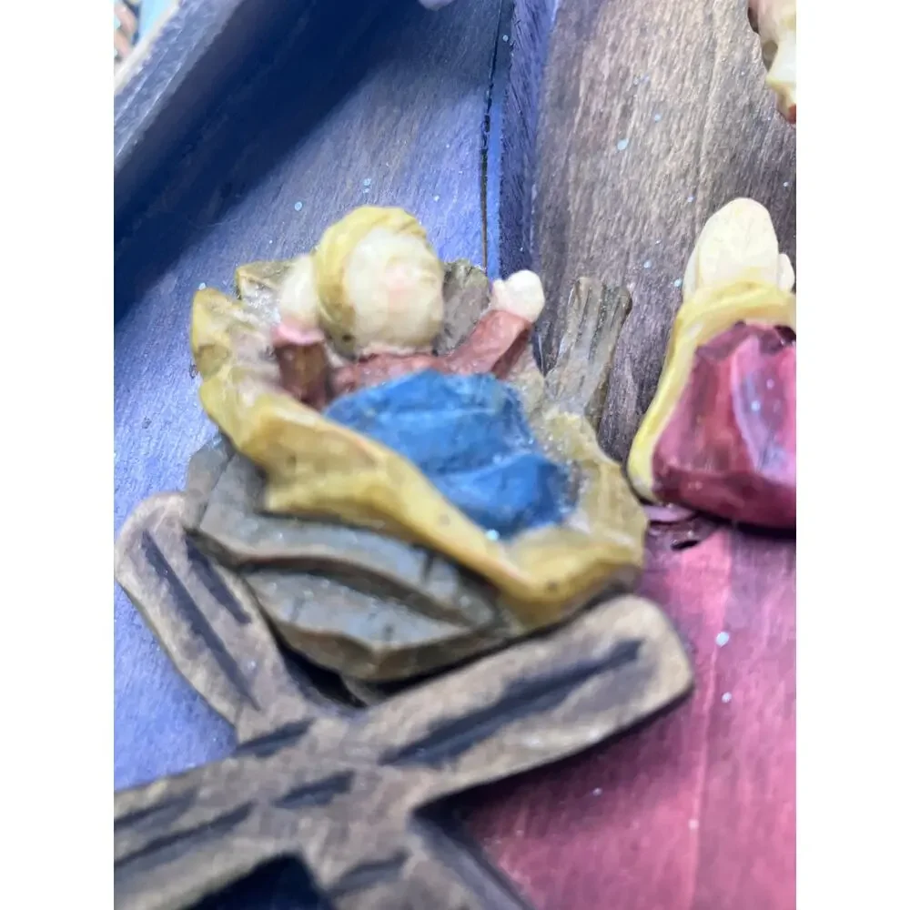 Nativity‎ Scene, Wooden Metal JESUS MARY JOSPEPH Christmas Christhomas Corp Holy